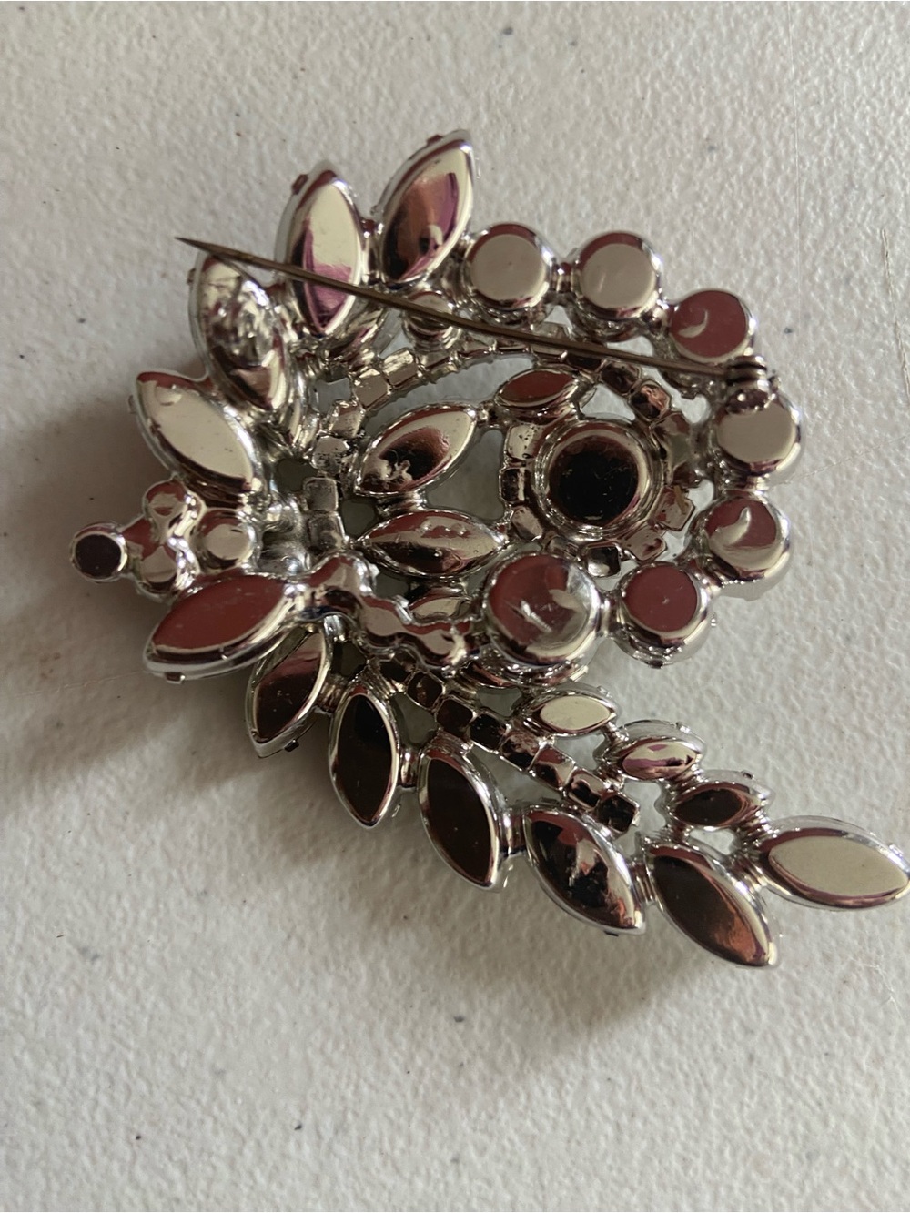 Crystal Floral Statement Brooch - Clear - Picture 5 of 6